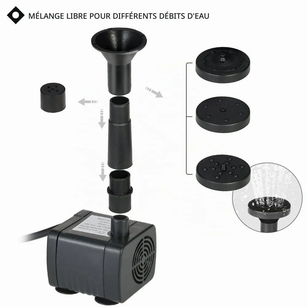 Decdeal Pompe de fontaine solaire 6 V 1,2 W 160 L/h sans brosse
