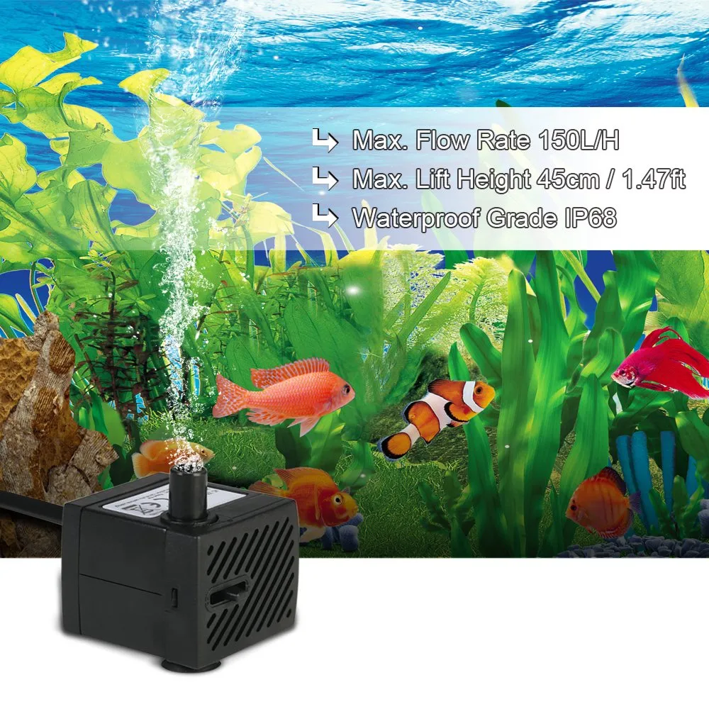 Decdeal Mini pompe à eau submersible 4 W 280 L/h avec buse