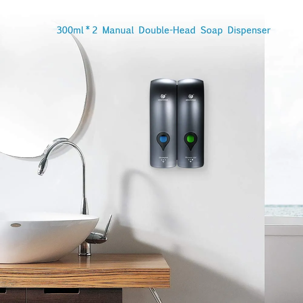 Decdeal double distributeur savon mural 2 x 300 ml