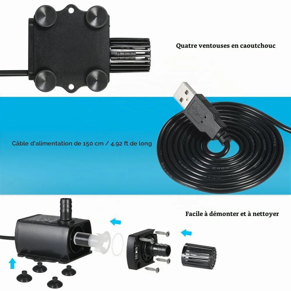 Decdeal Mini pompe à eau USB 5 V 4,8 W 300 L/h