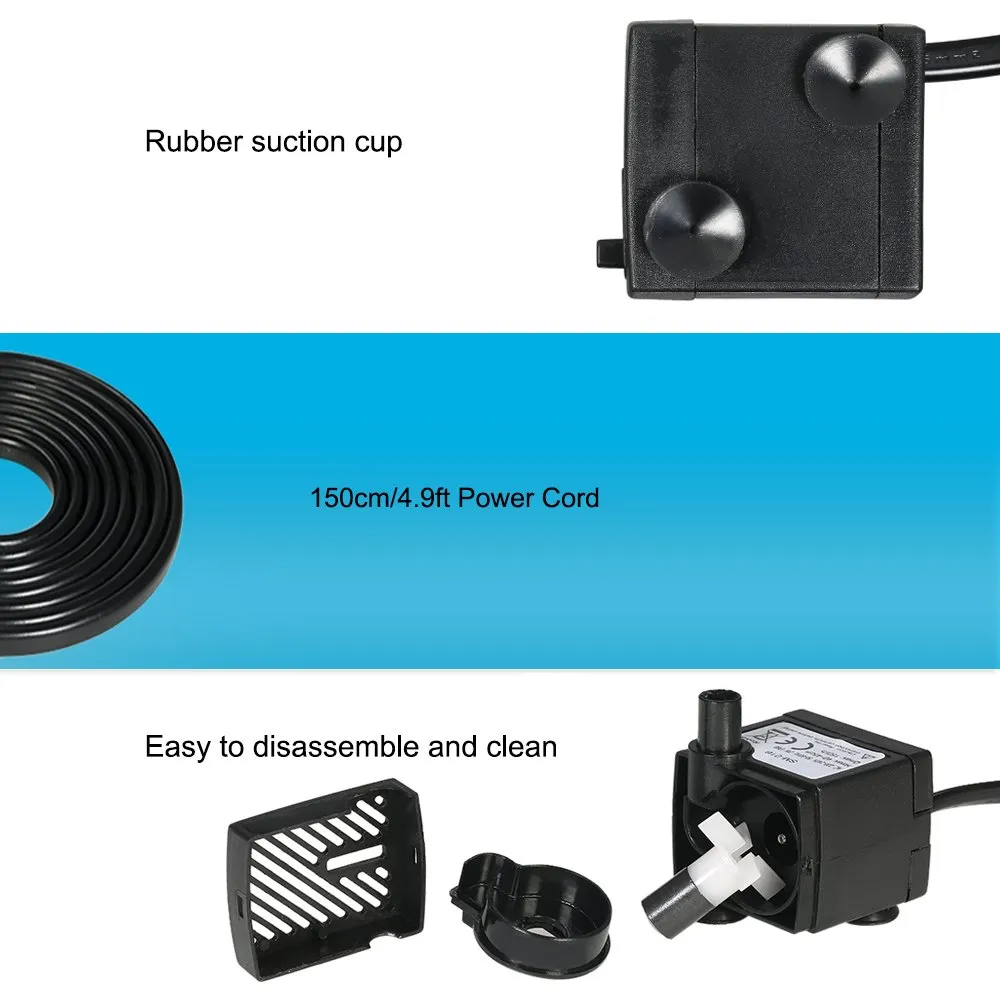 Decdeal Mini pompe à eau submersible 4 W 280 L/h avec buse