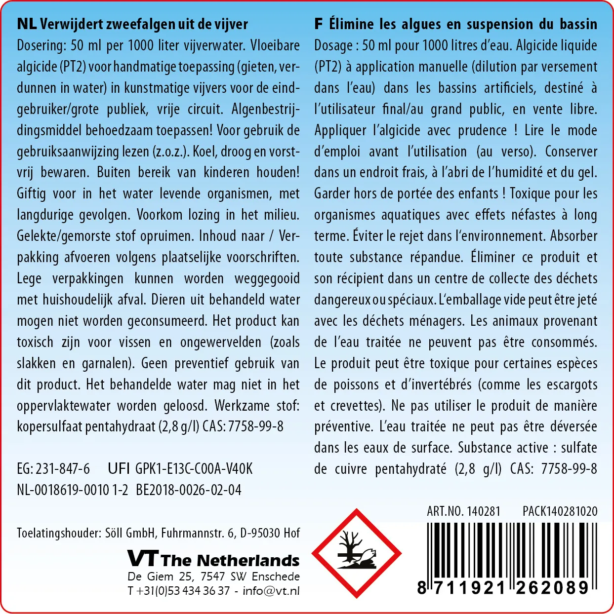 Velda Algweg anti-algues liquide