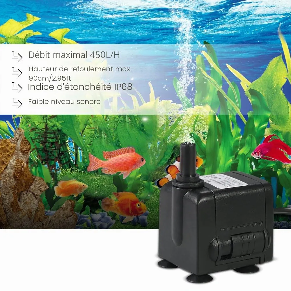 Decdeal 450L/H pompe submersible 6W réglable