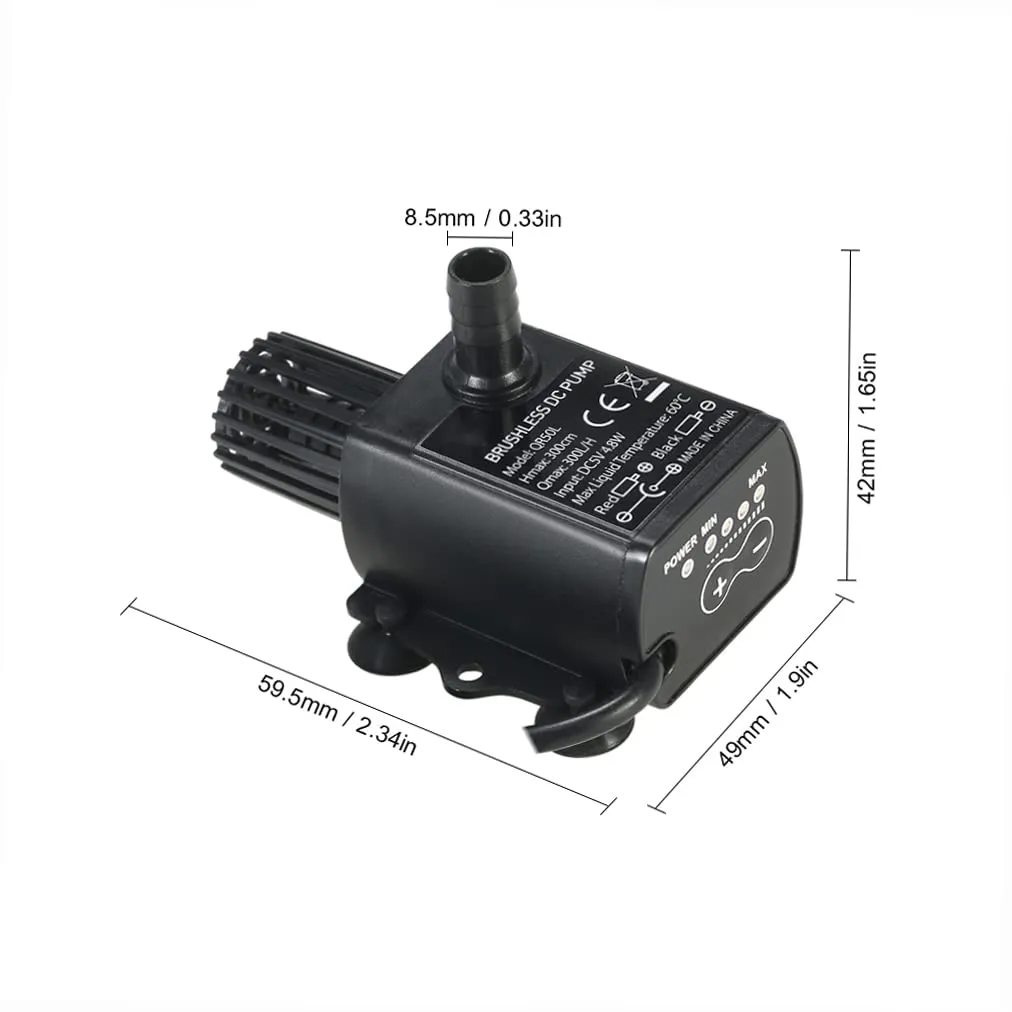 Decdeal pompe fontaine USB 300L/H 4,8W réglable