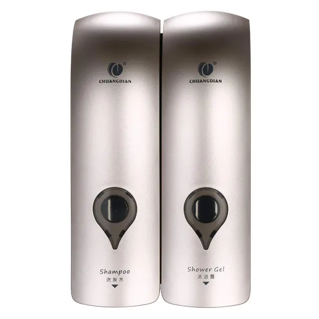 Decdeal Lot de 2 distributeurs de savon muraux 300 ml champagne doré