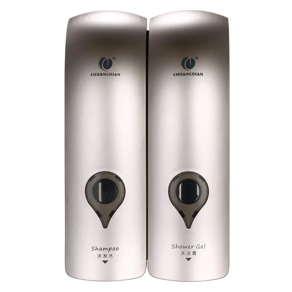 Decdeal Lot de 2 distributeurs de savon muraux 300 ml champagne doré