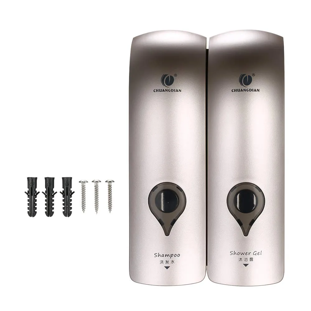 Decdeal Lot de 2 distributeurs de savon muraux 300 ml champagne doré