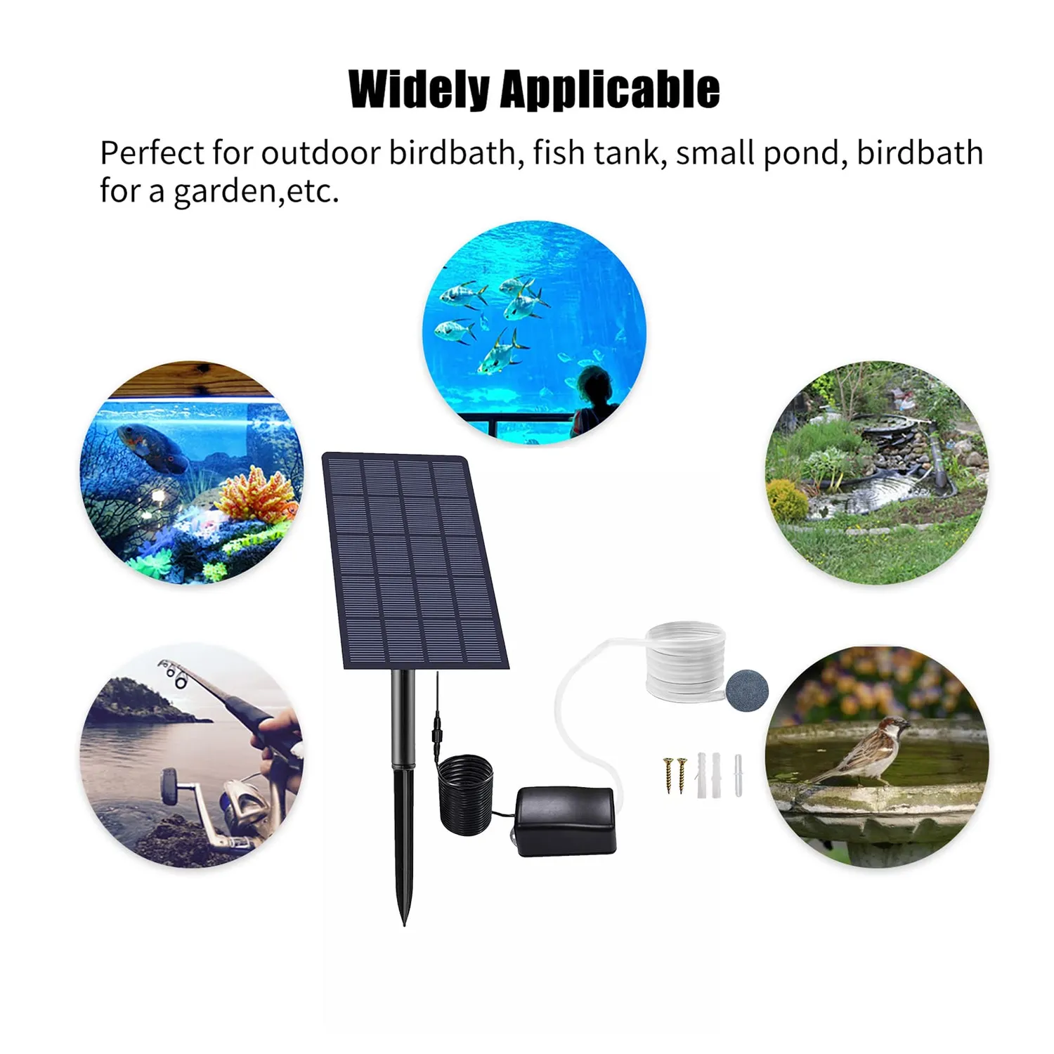 Decdeal Pompe à oxygène solaire pour bassin 3,7 V 1800 mAh