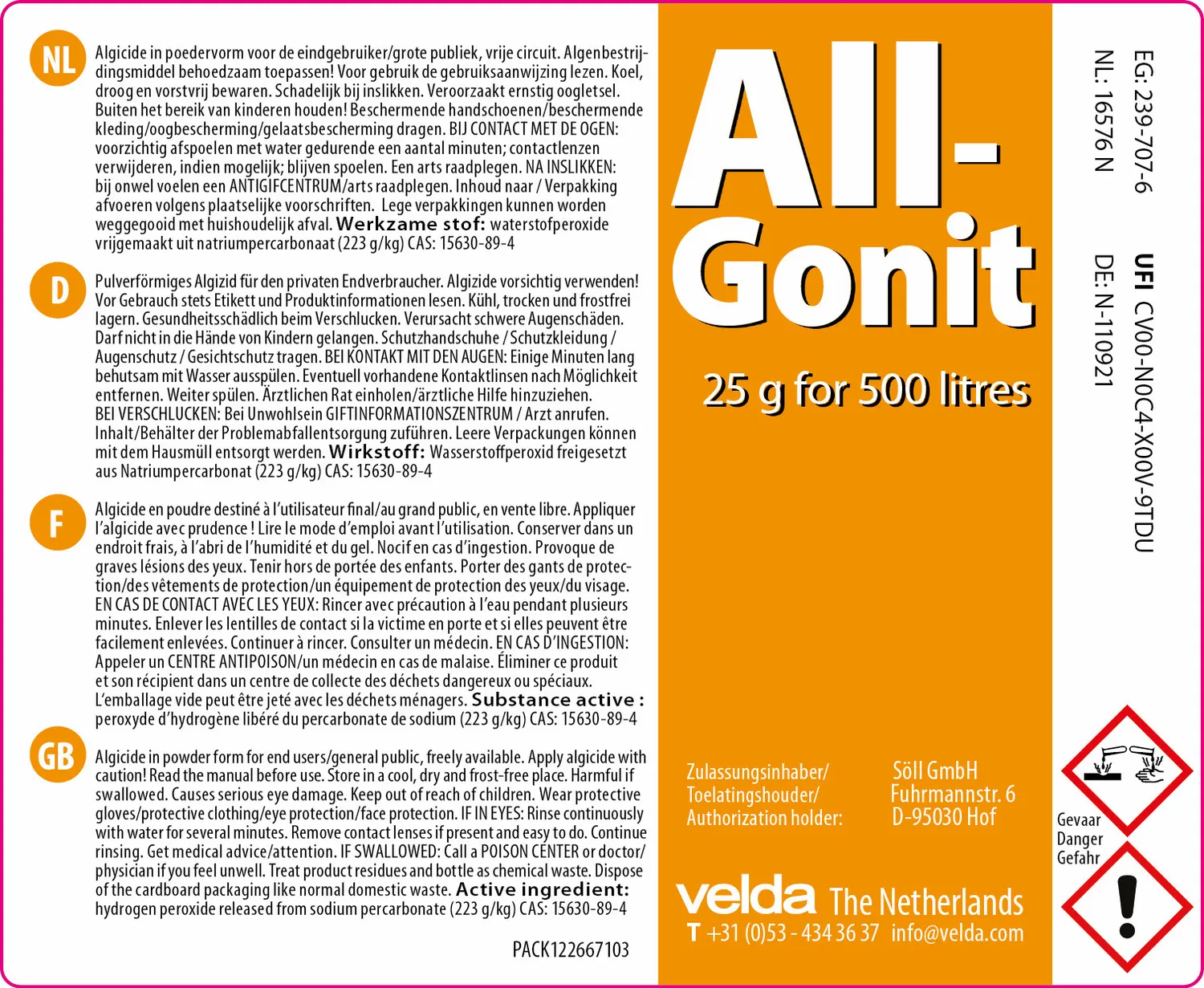 Velda All-Gonit poudre anti-algues filamenteuses