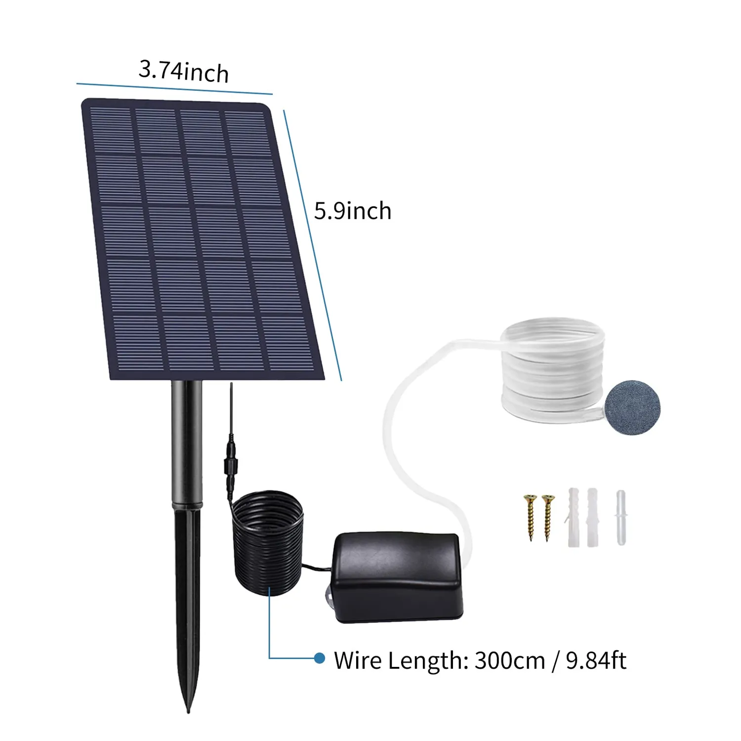 Decdeal Pompe à oxygène solaire pour bassin 3,7 V 1800 mAh