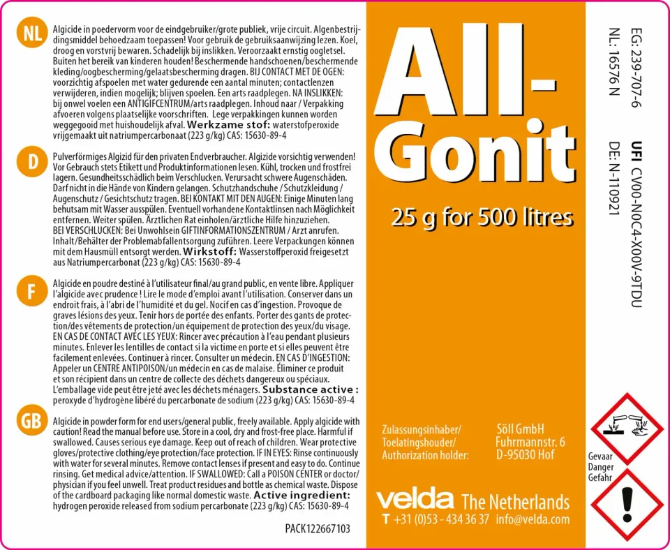 Velda All-Gonit poudre anti-algues filamenteuses