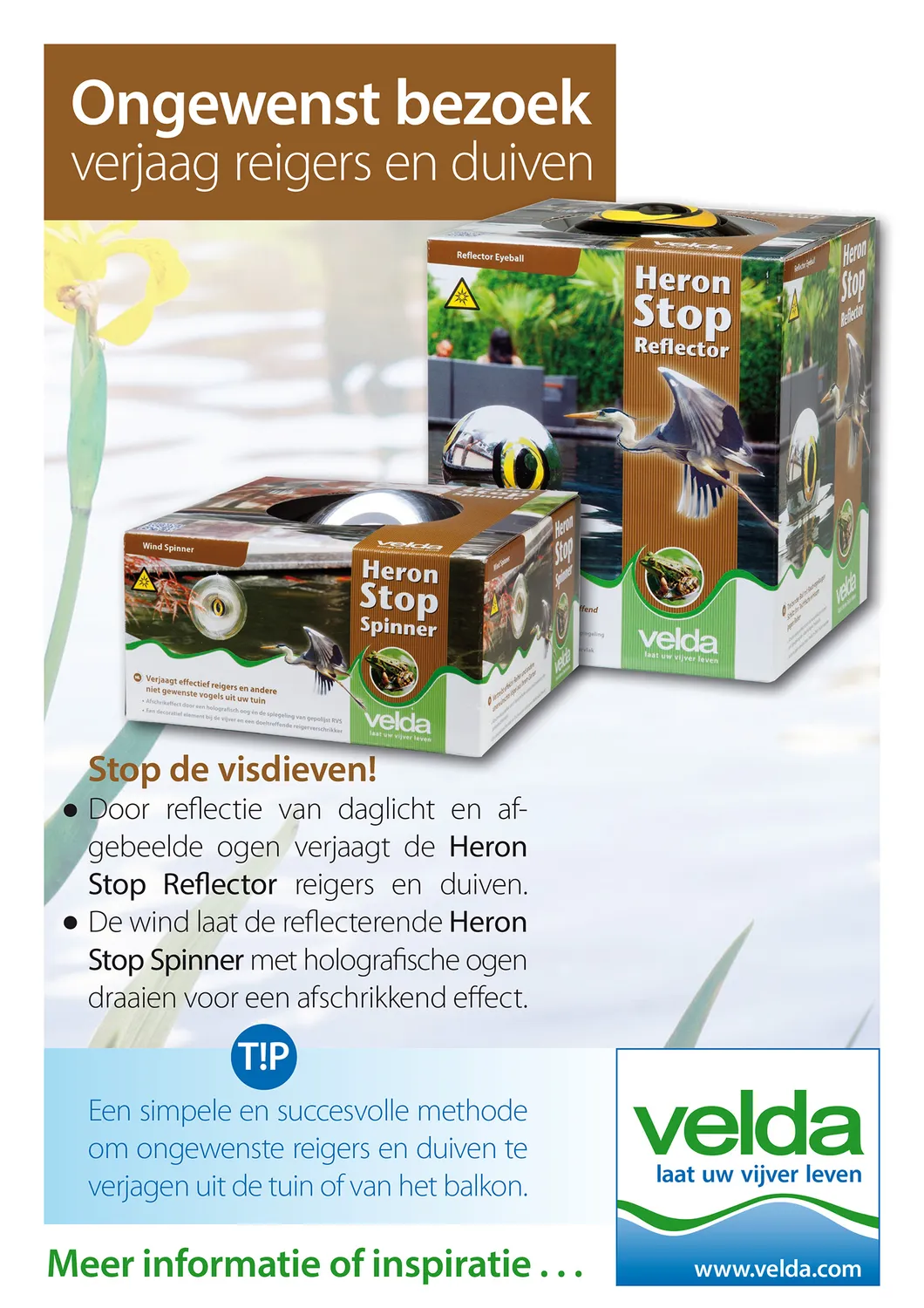 Velda Heron Stop Reflector répulsif héron boule flottante argentée