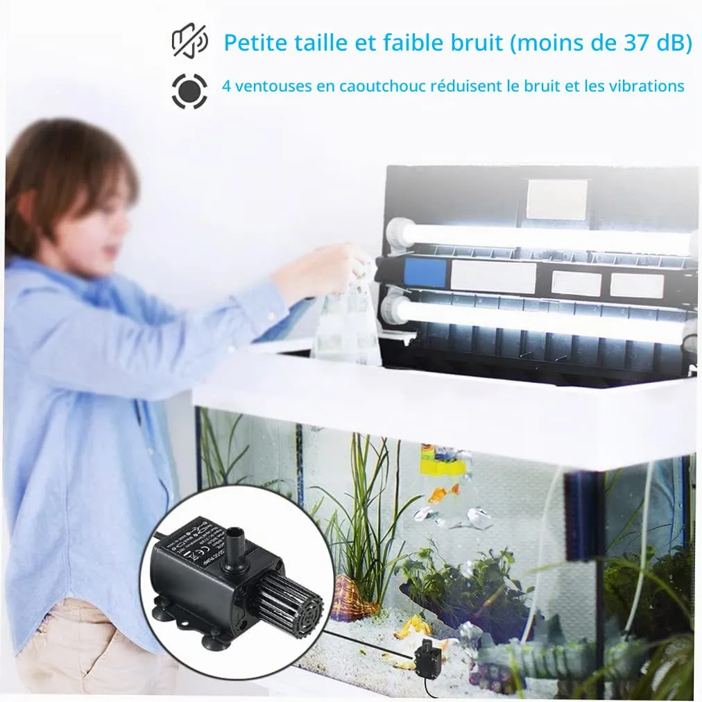 Decdeal pompe fontaine USB 300L/H 4,8W réglable