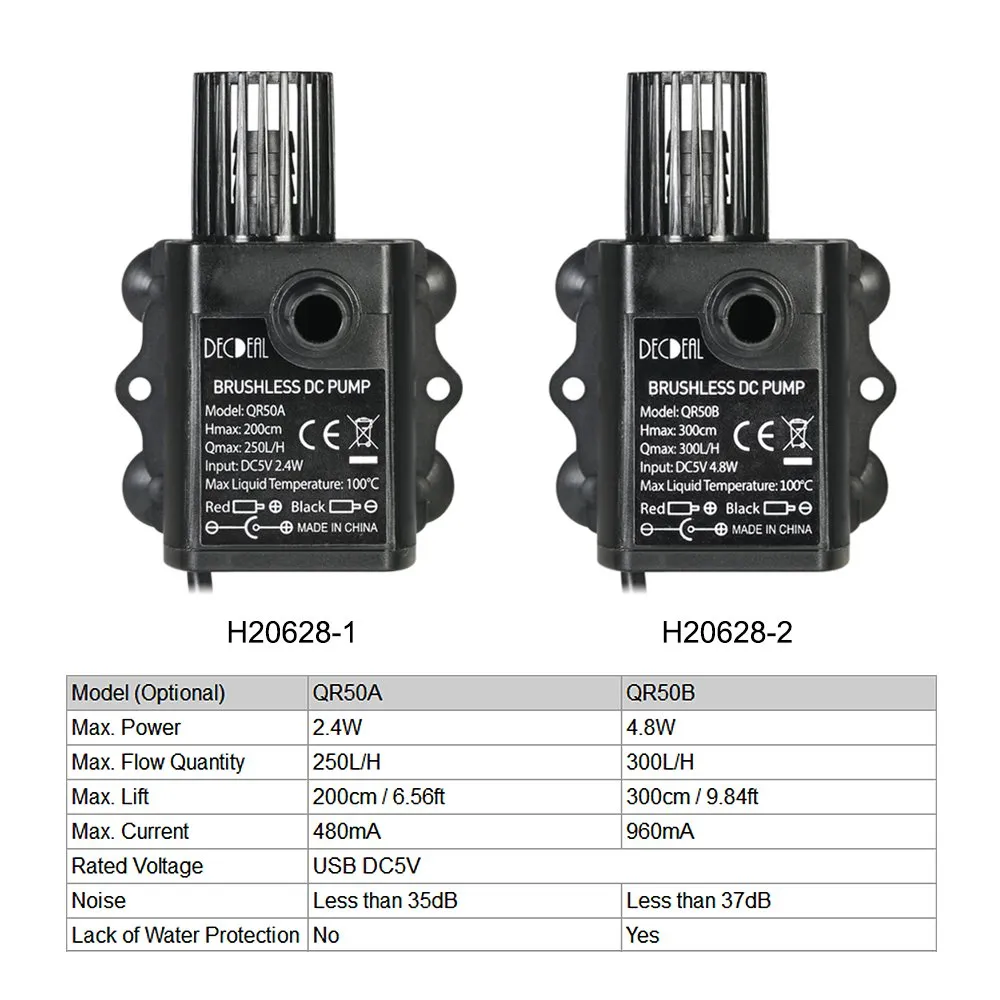 Decdeal Mini pompe à eau USB 5 V 4,8 W 300 L/h