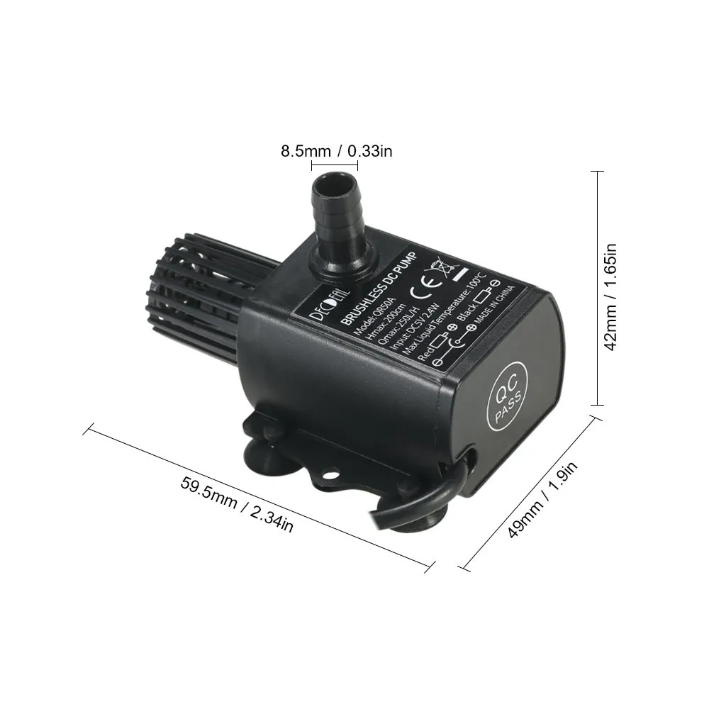 Decdeal Mini pompe à eau USB 5 V 4,8 W 300 L/h