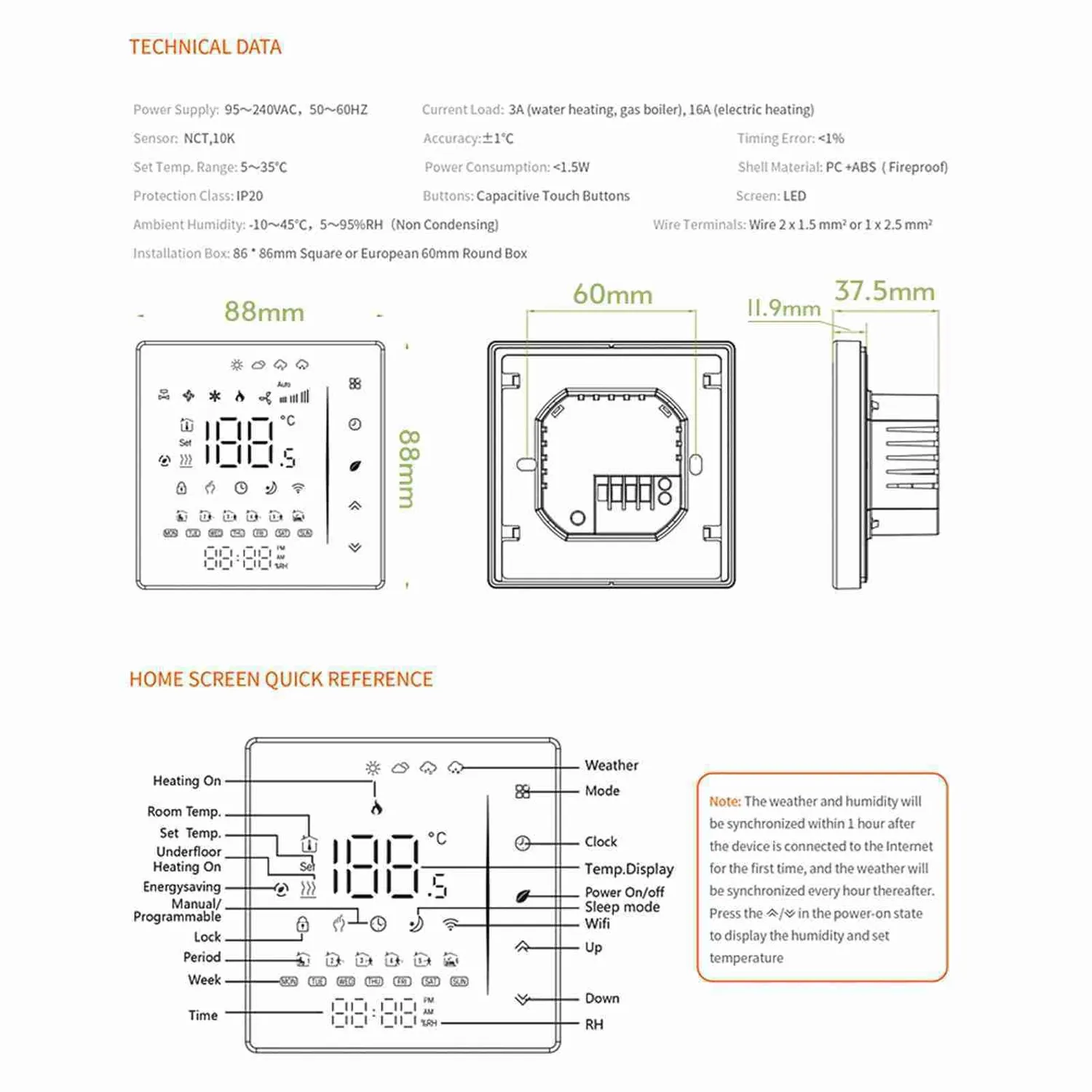 Decdeal Thermostat WiFi chauffage eau programmable tactile
