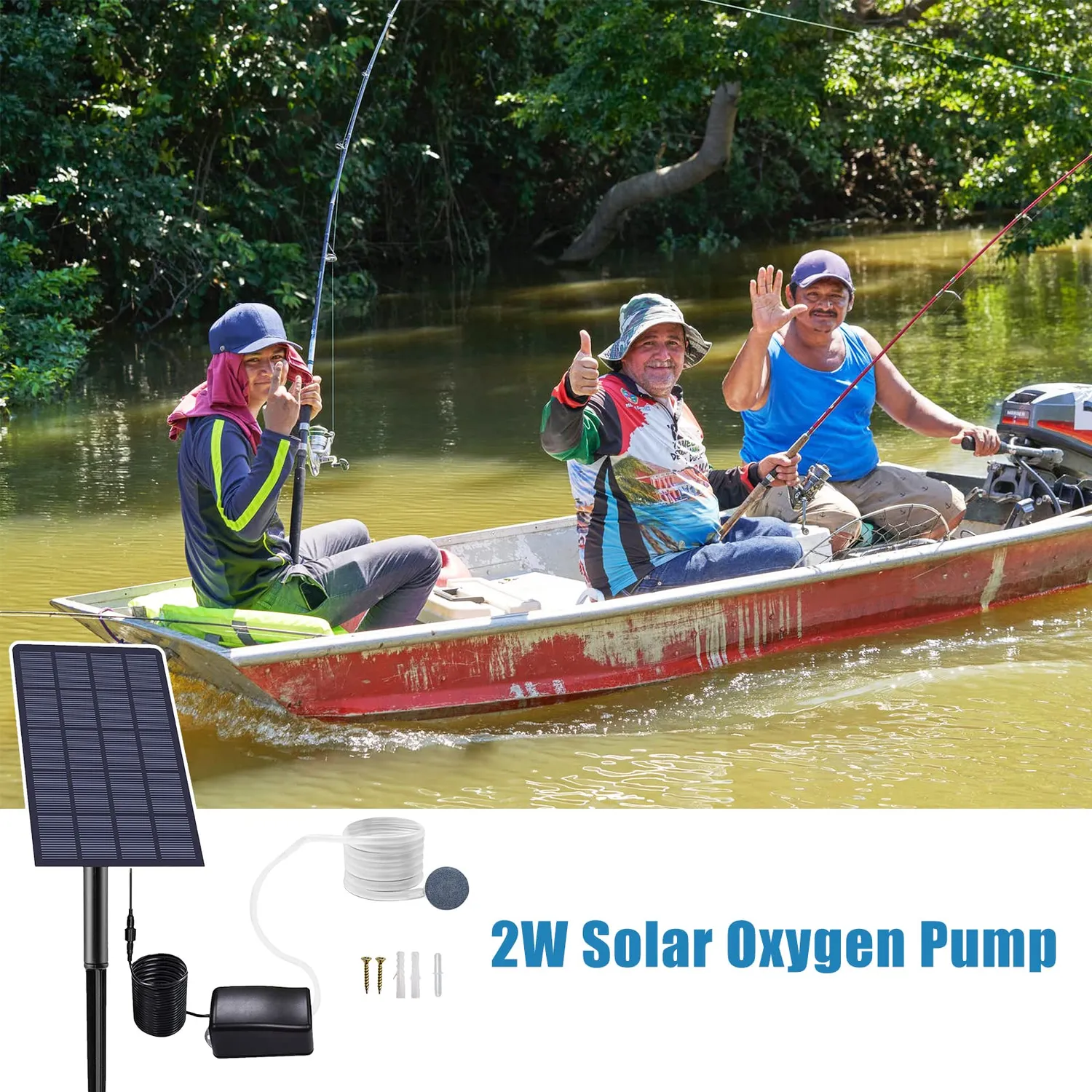 Decdeal Pompe à oxygène solaire pour bassin 3,7 V 1800 mAh