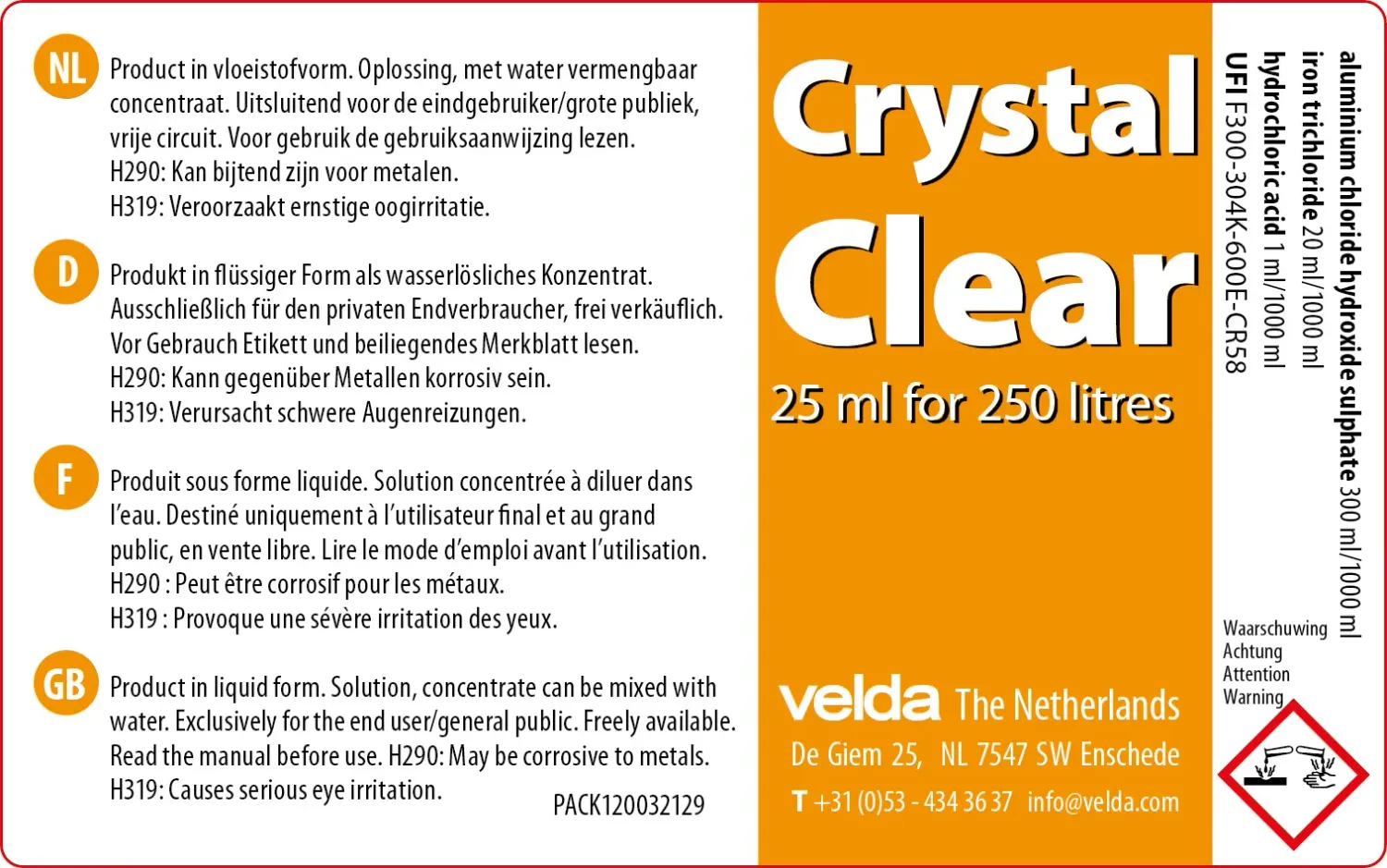 Velda Crystal Clear clarifiant pour bassin