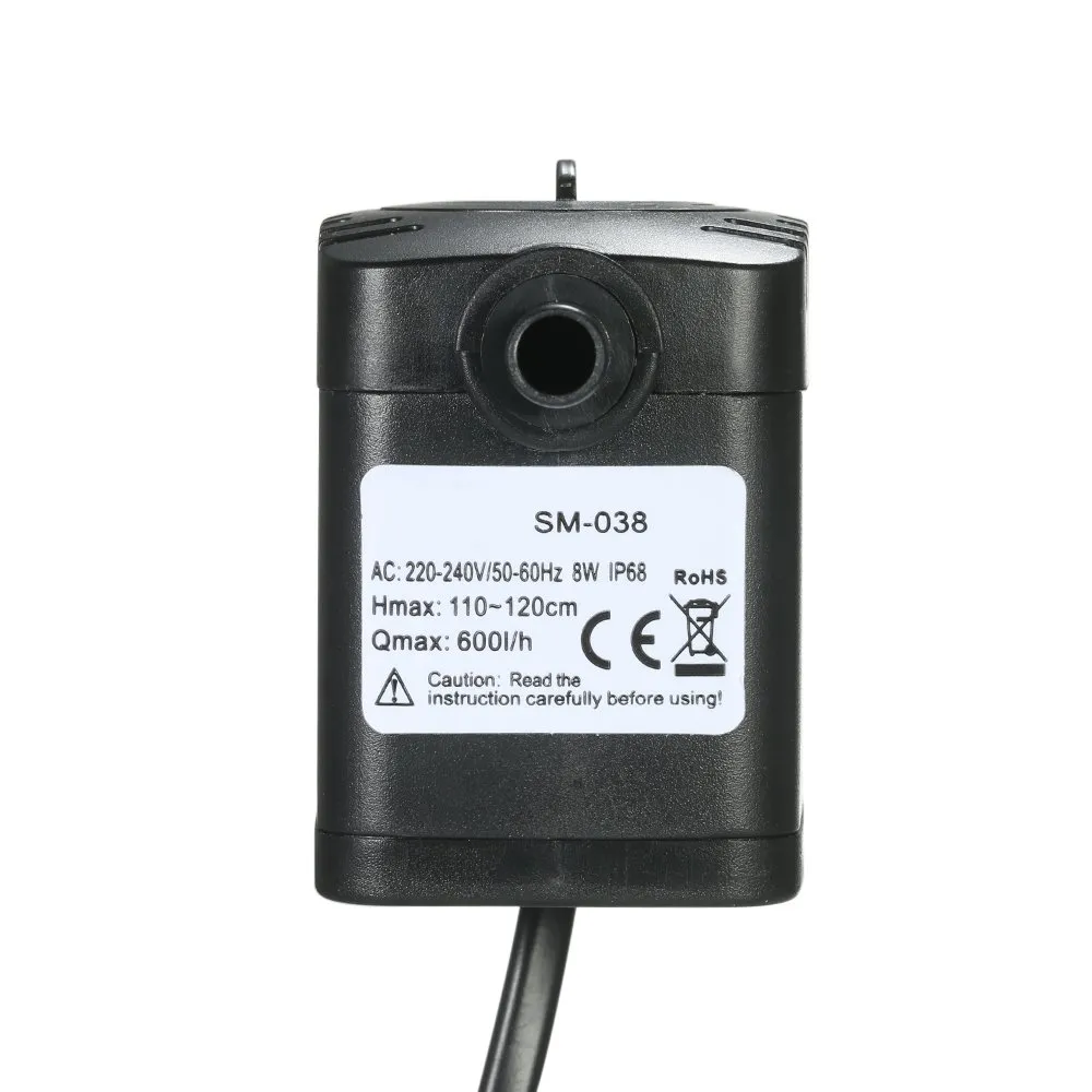 Decdeal Pompe eau submersible 600 L/h 8W réglable